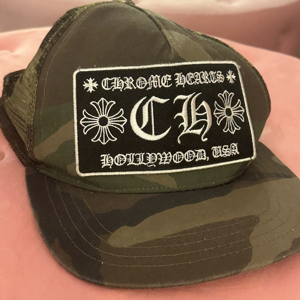 Chrome hearts camo trucker hat